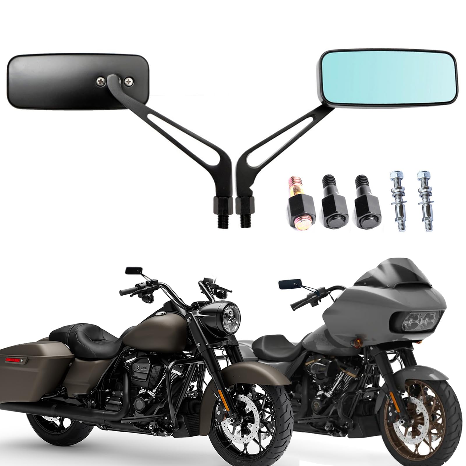 Black Motorcycle Side View Mirrors for Harley Davidson Sportster 883 & 1200 | Street Glide Compatible | Enhanced Safety & Style for Cruiser Riders