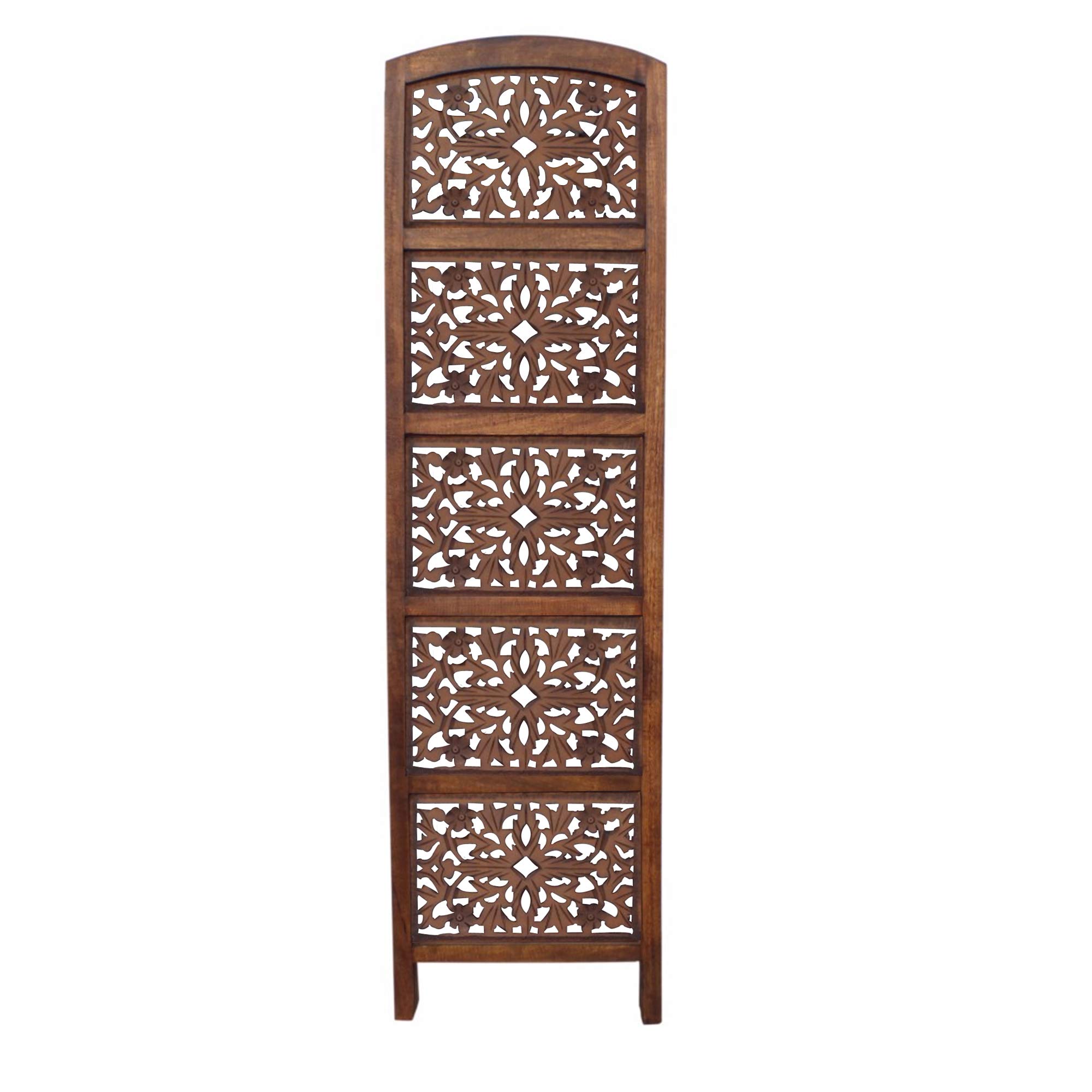 Handmade Foldable 4-Panel Wooden Room Divider Screen - Brown Wood Partition for Home Office, Living Room & Bedroom Privacy | TUP The Urban Port 148948