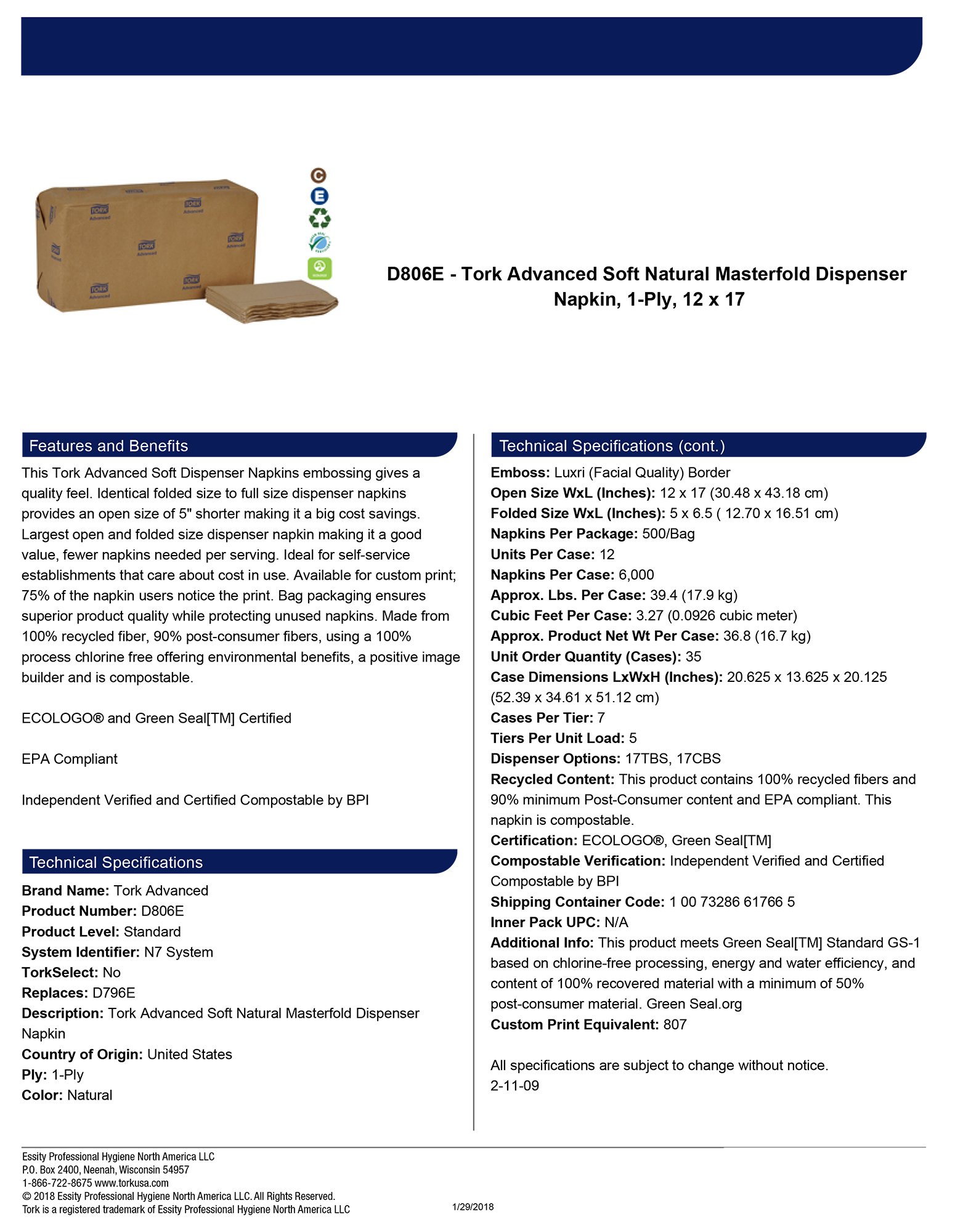 Tork Advanced Soft Masterfold Napkin Dispenser - Premium Paper Towels for Restaurants, Offices & Home Use - Hygienic & Durable Hand Towel Solution