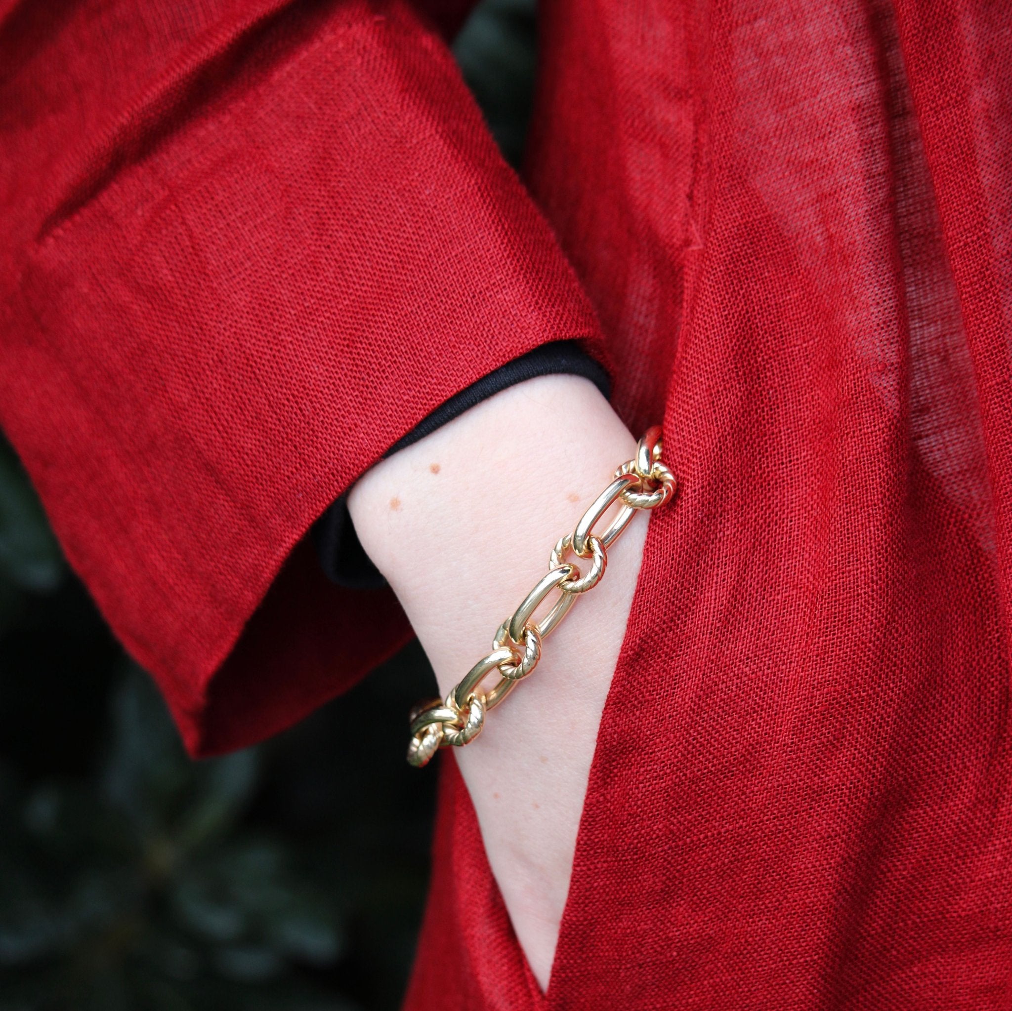 14K Yellow Gold Italian Rope & Polished Link Bracelet for Women - Elegant Jewelry Gift for Anniversary, Birthday & Special Occasions