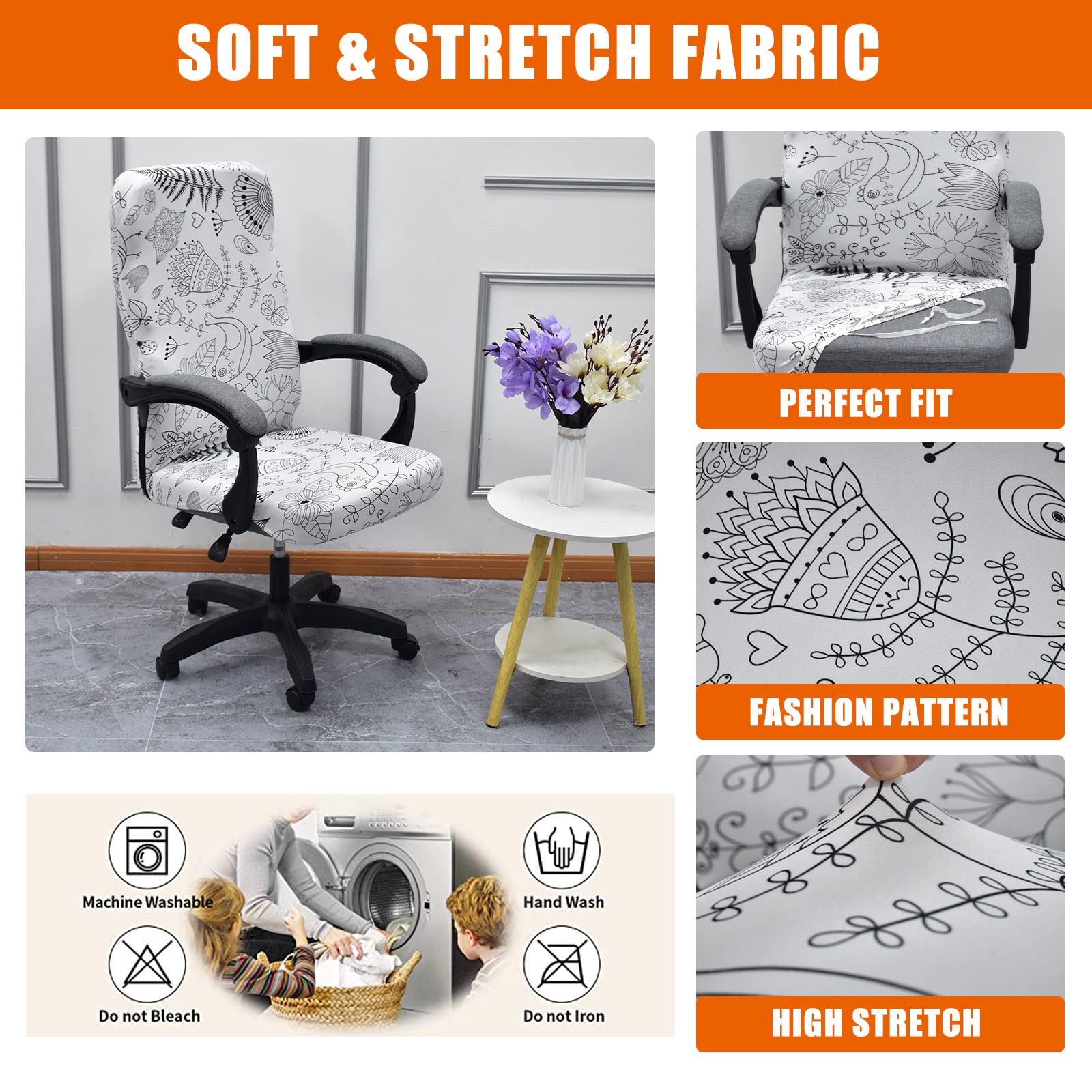 CRFATOP Universal Stretch Office Chair Cover with Durable Zipper - Breathable Mesh Computer Chair Slipcover for High Back Swivel Desk Chairs (Size L, Model A06) - Perfect for Home Office, Gaming & Workspace Decor