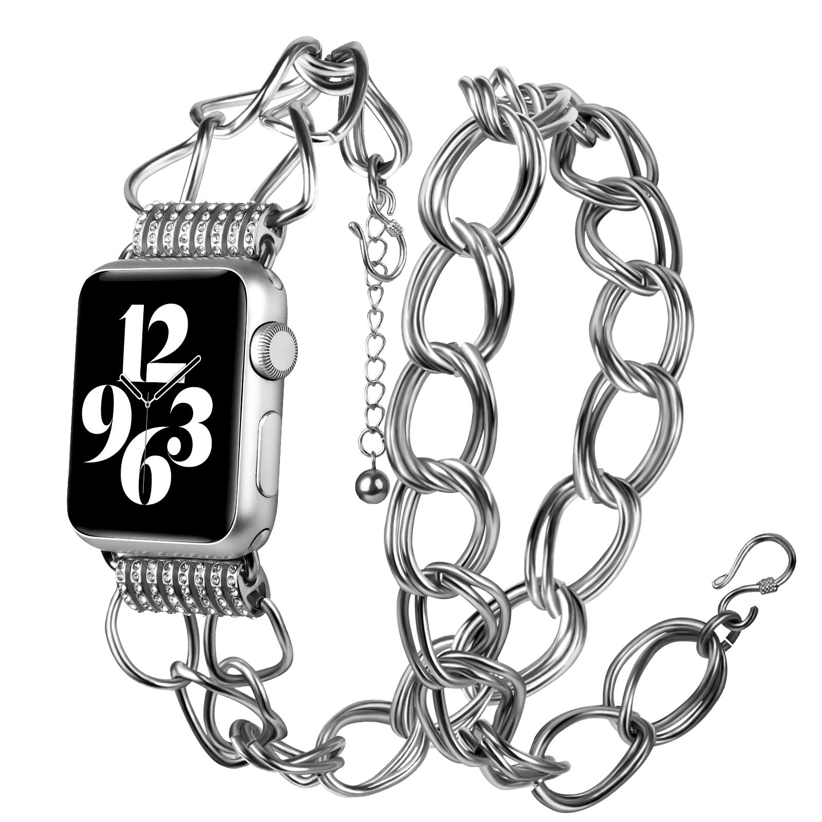 VIQIV Designer Metal Bracelet Band for Apple Watch Ultra/Series SE/8/7/6/5/4/3/2/1 - Compatible with 38mm 40mm 41mm 42mm 44mm 45mm 49mm - Elegant Starlight Strap for Women & Girls - Perfect for Work, Parties & Everyday Wear