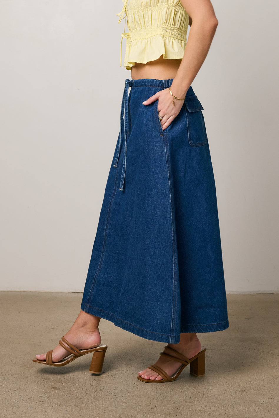 Arlo Denim Maxi Skirt for Women - High Waisted Long Denim Skirt with Side Slits | Perfect for Casual Outings, Beach Wear & Boho Fashion