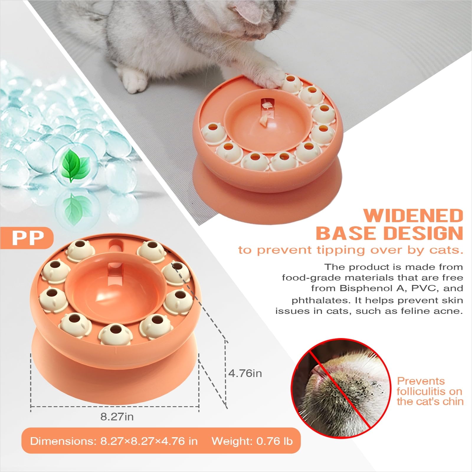 Slow Feeder Cat Bowl for Weight Loss - Puzzle Food Dispenser & Treat Toy for Indoor Cats - Enrichment Game for Kittens to Prevent Overeating & Improve Digestion - Perfect for Meal Time, Playtime & Mental Stimulation