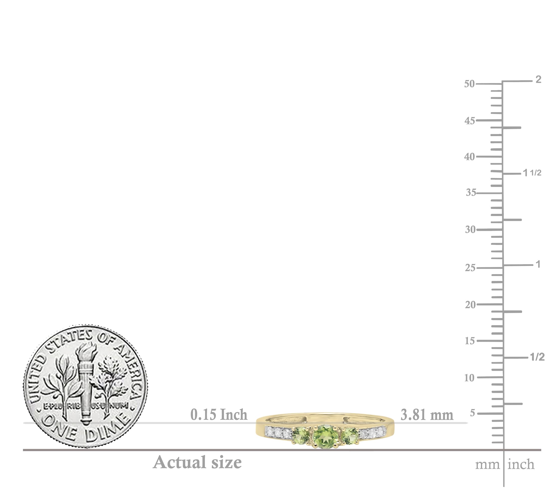 Dazzlingrock Collection 10K Solid Yellow Gold Round Gemstone & White Diamond Three Stone Women's Engagement Ring – Perfect for Proposals, Anniversaries, and Special Occasions