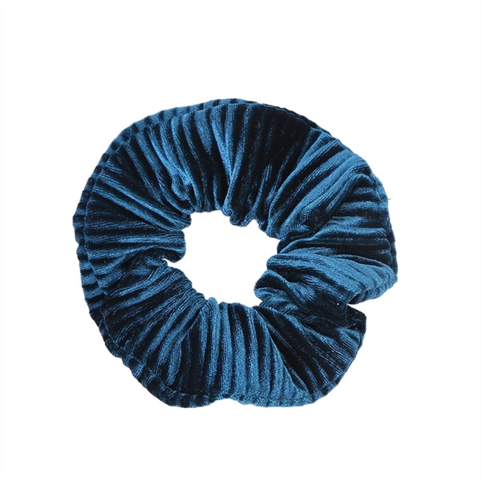 NFEGSIYA Women's Solid Color Hair Scrunchies - Soft Velvet Ponytail Holders & Hair Ties for Women & Girls | Striped Hair Accessories (Peacock Blue) | Perfect for Workouts, Office & Everyday Use