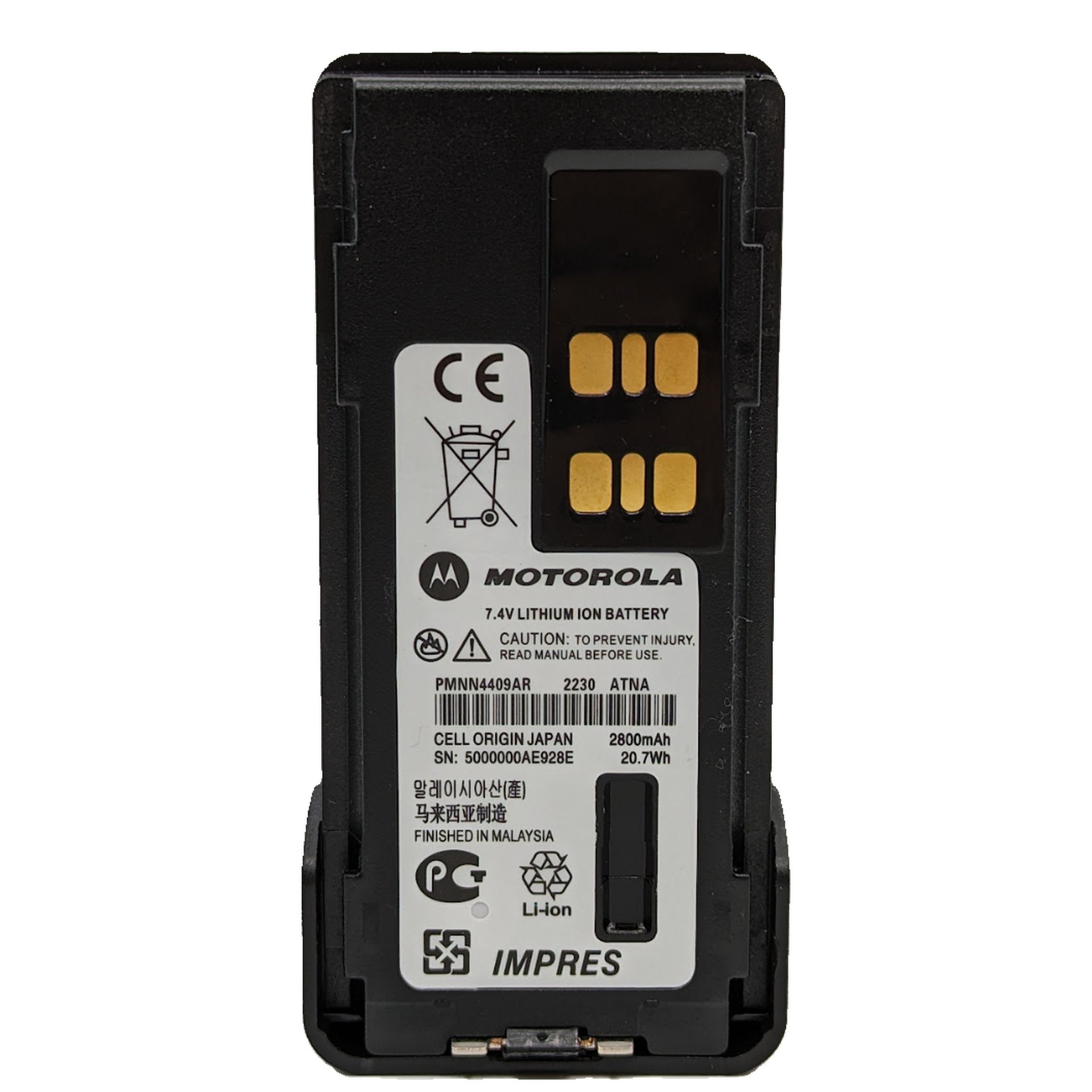 Motorola PMNN4409AR IMPRES 2800mAh Lithium Ion Battery for XPR Two-Way Radio | Replacement Battery for Motorola XPR Series | Perfect for Security, Construction & Emergency Communication