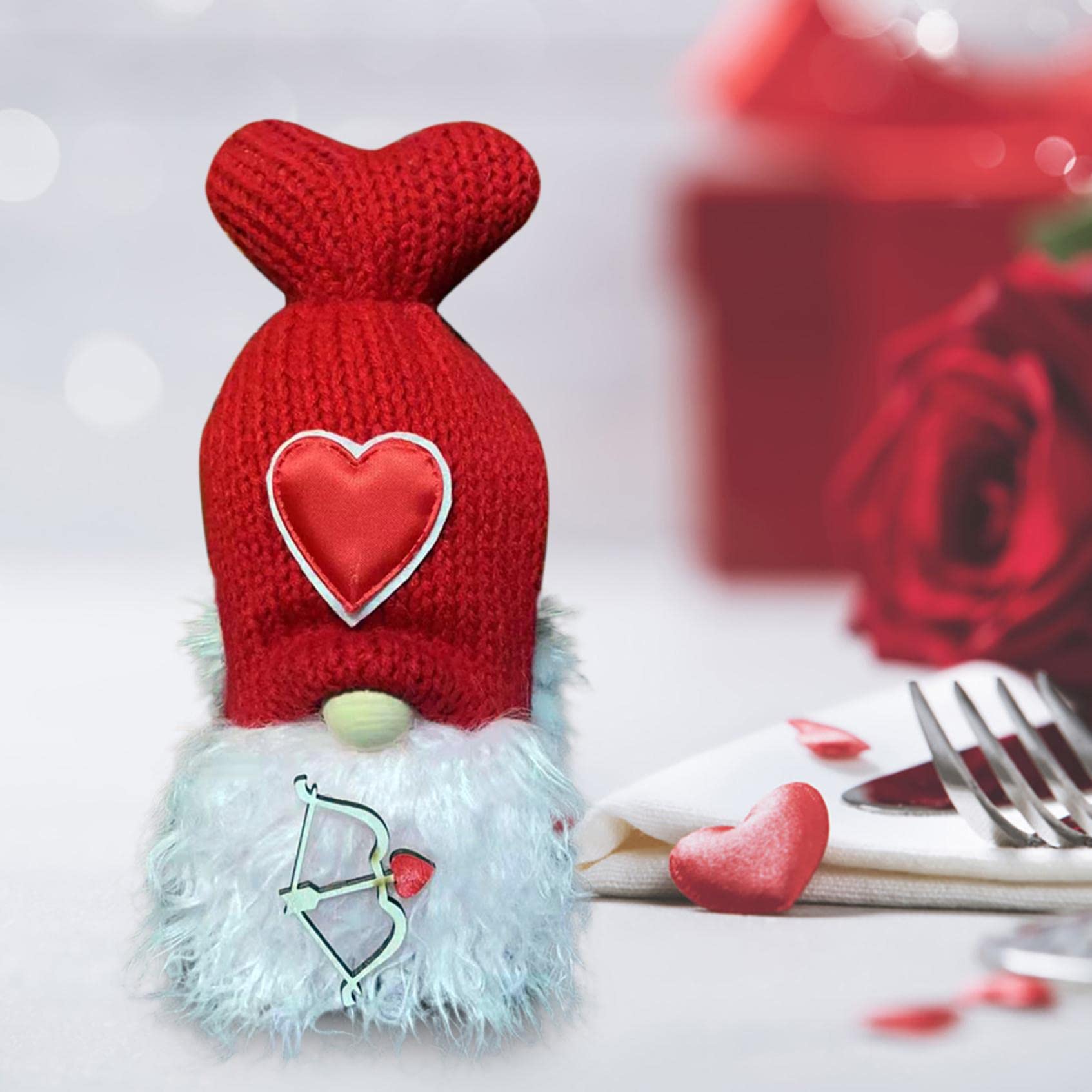 Valentine's Red Gnome Plush Decor - Cupid's Arrow Love Heart Doll for Holiday Gifts & Home Decor