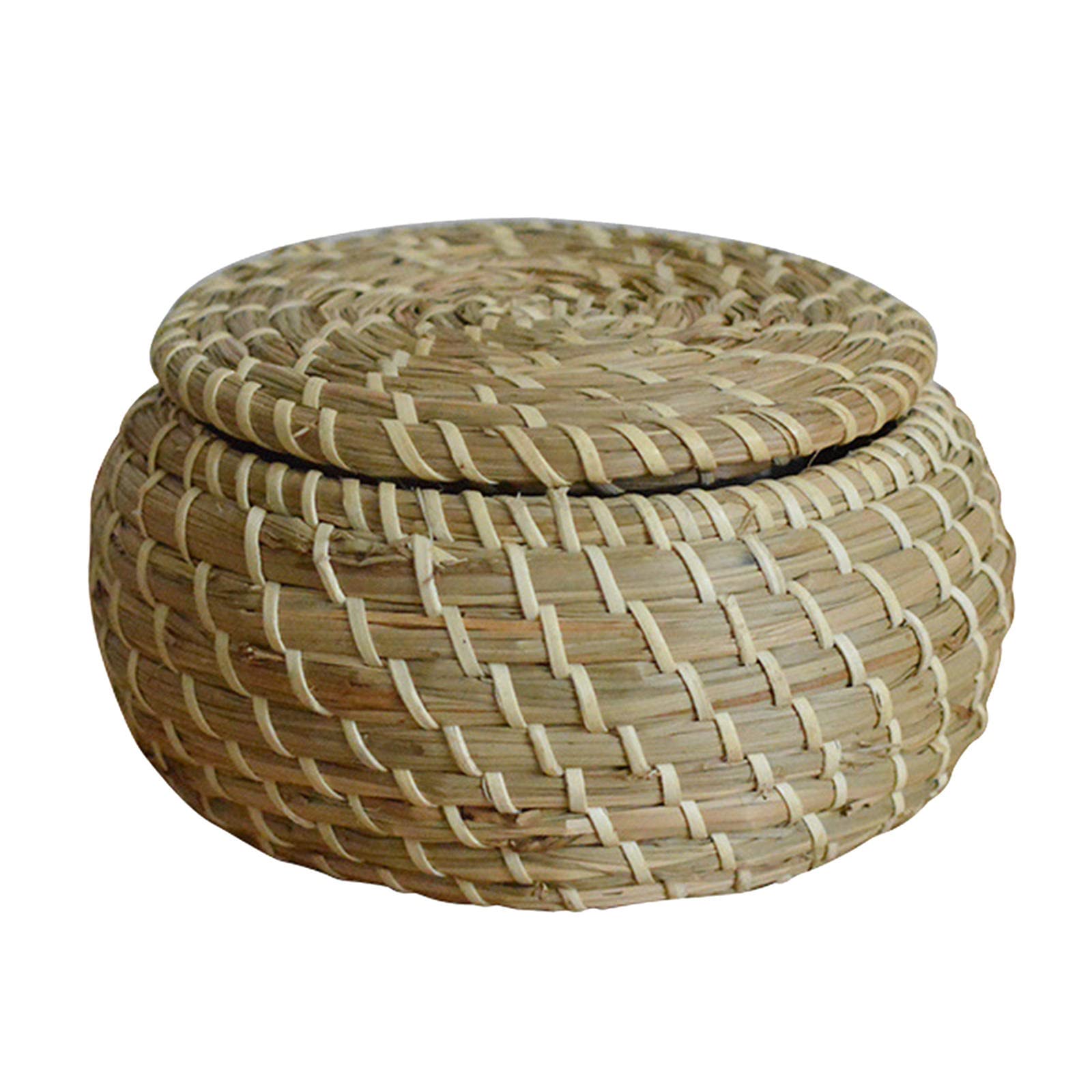 Hand Woven Rattan Storage Baskets with Lids - Organizer for Bedroom, Bathroom & Kitchen Snacks
