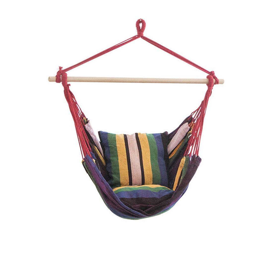 JIEIIFAFH Canvas Hammock Chair - Outdoor Hanging Swing for Garden, Patio & Balcony - Comfortable Rocking Chair with Pillow for Adults & Kids - Perfect for Relaxing, Reading & Lounging (Color: E)