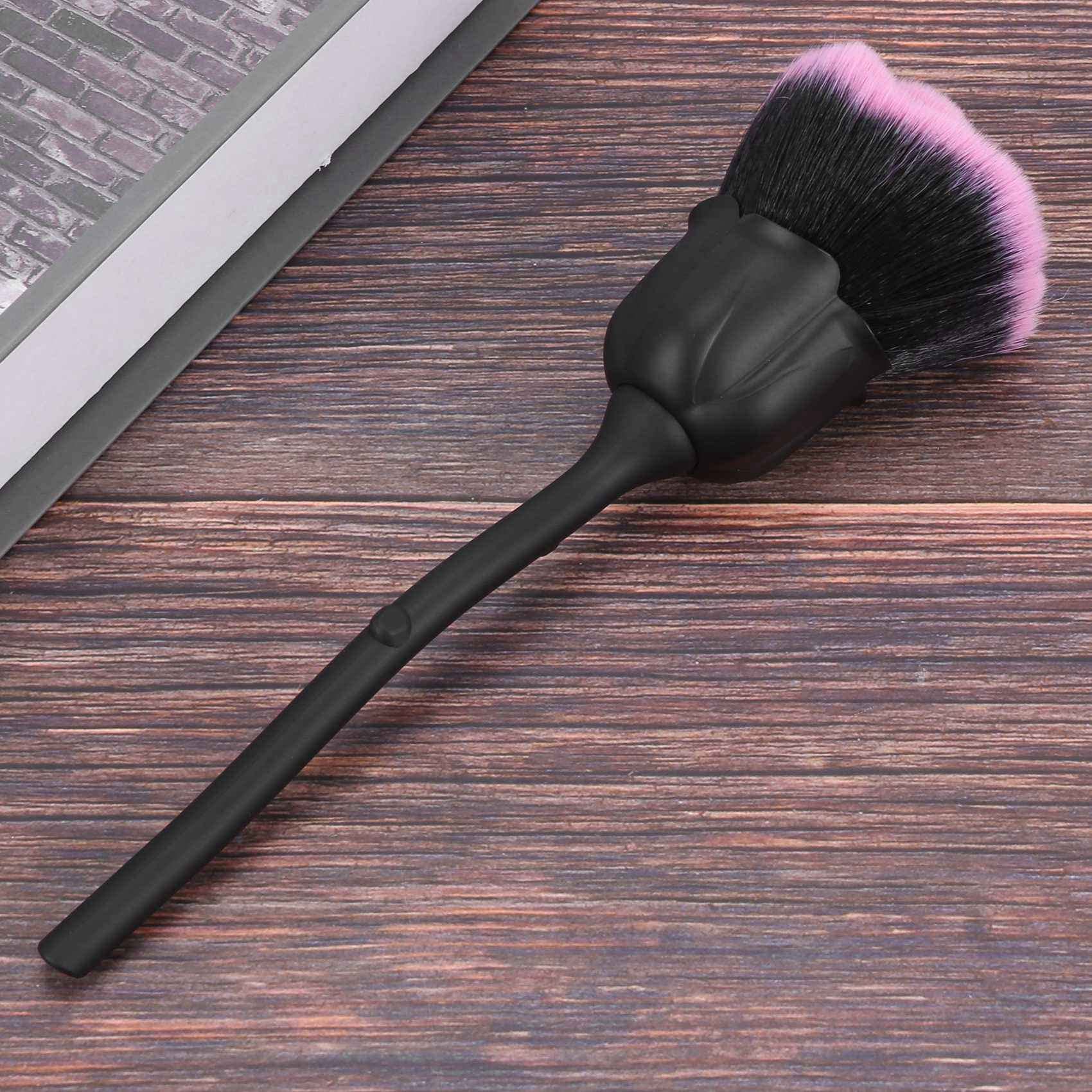Guindxan 2X Nail Dust Brush - Professional Nail Art Cleaning Brush & Blush Brush Set (Pink & Black) for Manicure, Pedicure & Makeup Application