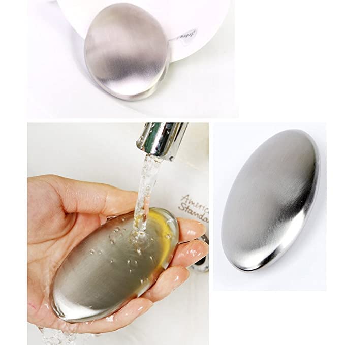 Premium Stainless Steel Odor Eliminator Bar - Remove Onion, Garlic & Fish Smells from Hands - Kitchen Deodorizing Soap with Holder for Fresh & Clean Cooking Experience