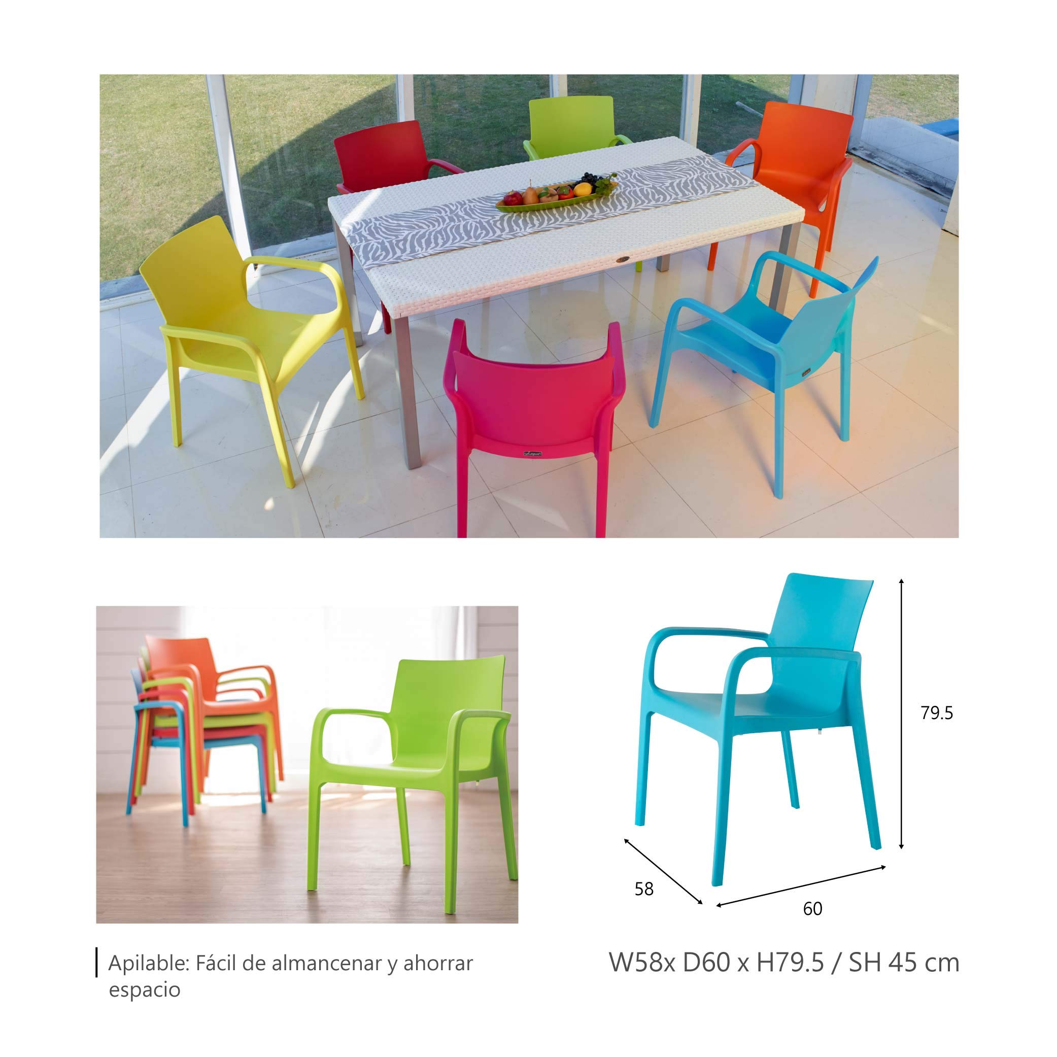 Strata Furniture Alissa Weatherproof Polypropylene Outdoor Dining Chairs (Set of 2) - Teal Blue - Perfect for Patio, Garden, Poolside & Backyard Relaxation