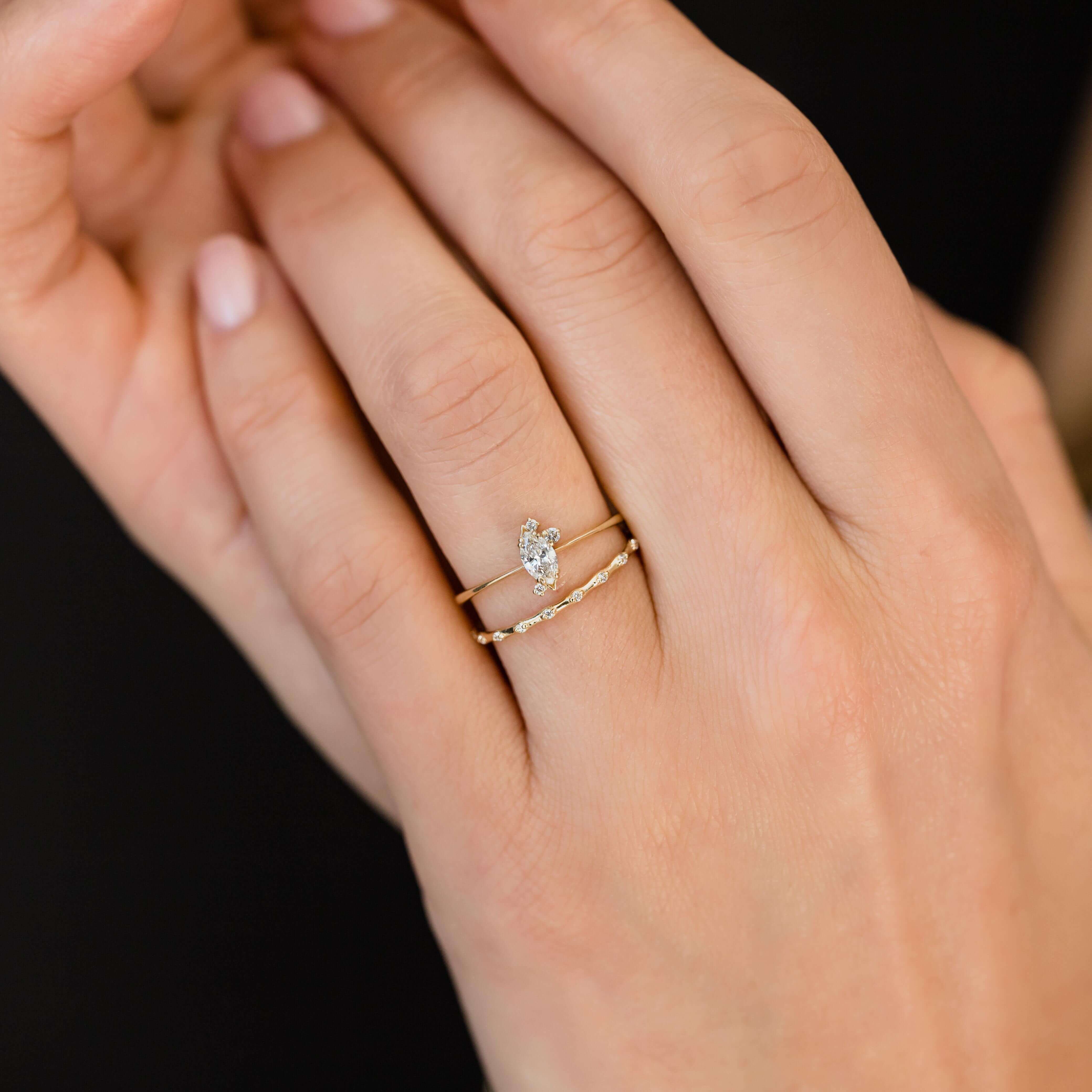 Exquisite Diamond Ember Ring for Women - 14K Gold Wedding Engagement Band - Perfect for Valentine's Day, Anniversary & Romantic Occasions