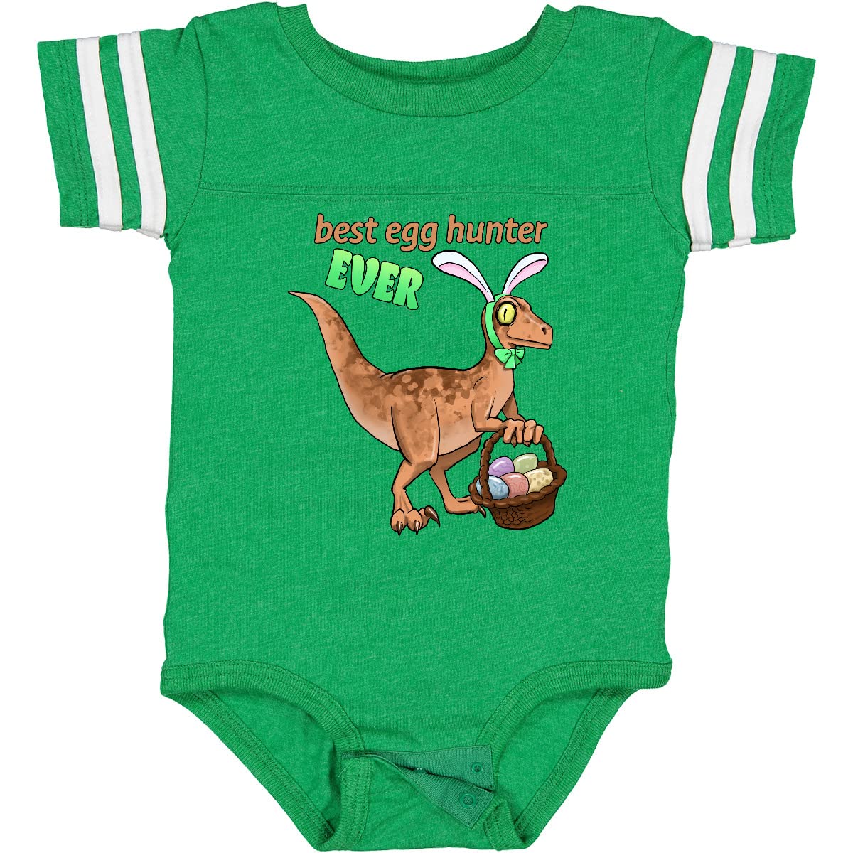 Inktastic Best Egg Hunter Ever Easter Dinosaur Baby Bodysuit - Cute Dino Graphic Onesie for Infants & Toddlers - Perfect for Easter Outfits, Holiday Photos & Family Gatherings