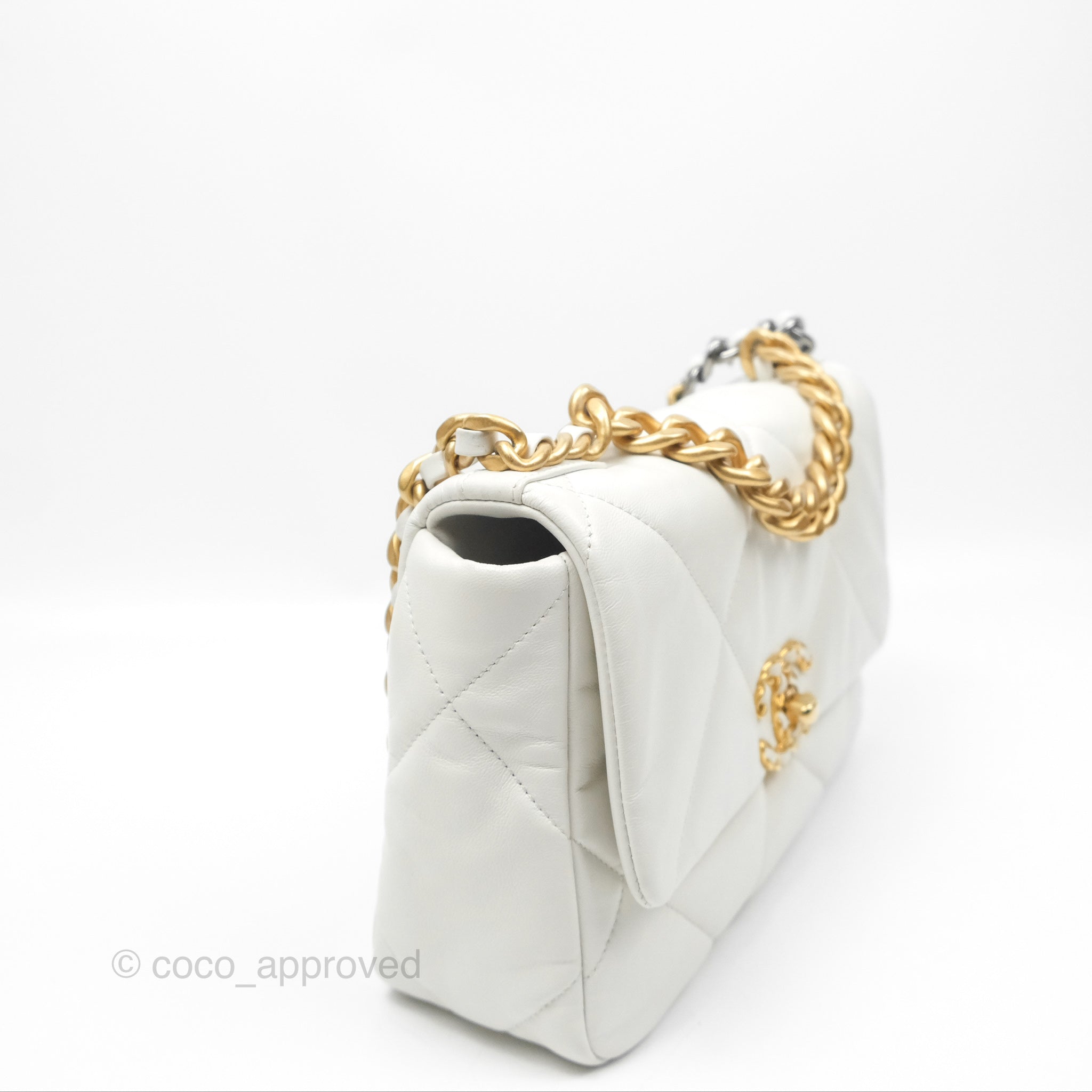 Chanel 19 Small Handbag in Off White with Mixed Gold & Silver Hardware - Luxury Crossbody Bag for Women, Perfect for Date Night & Special Occasions