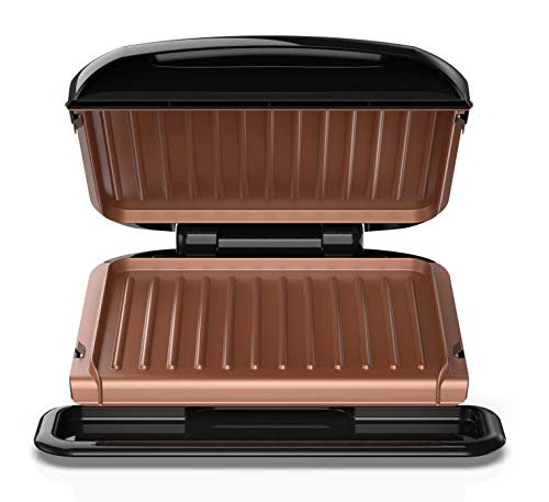 4-Serving Copper Electric Indoor Grill & Panini Press with Removable Plates - Perfect for Family Dinners, Party Cooking & Healthy Meals