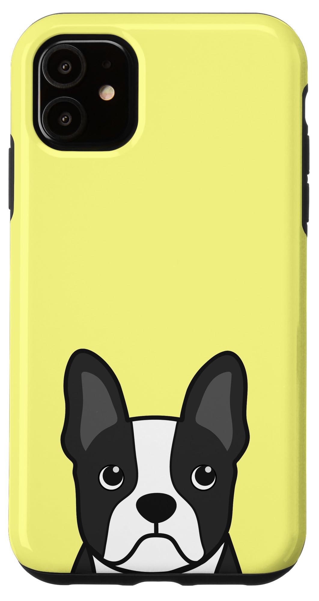 iPhone 11 Case - Cute Boston Terrier Face Design, Yellow Dog Lover Phone Cover | Perfect Gift for Pet Owners & Dog Lovers | Protective Case for Everyday Use, Work & Travel