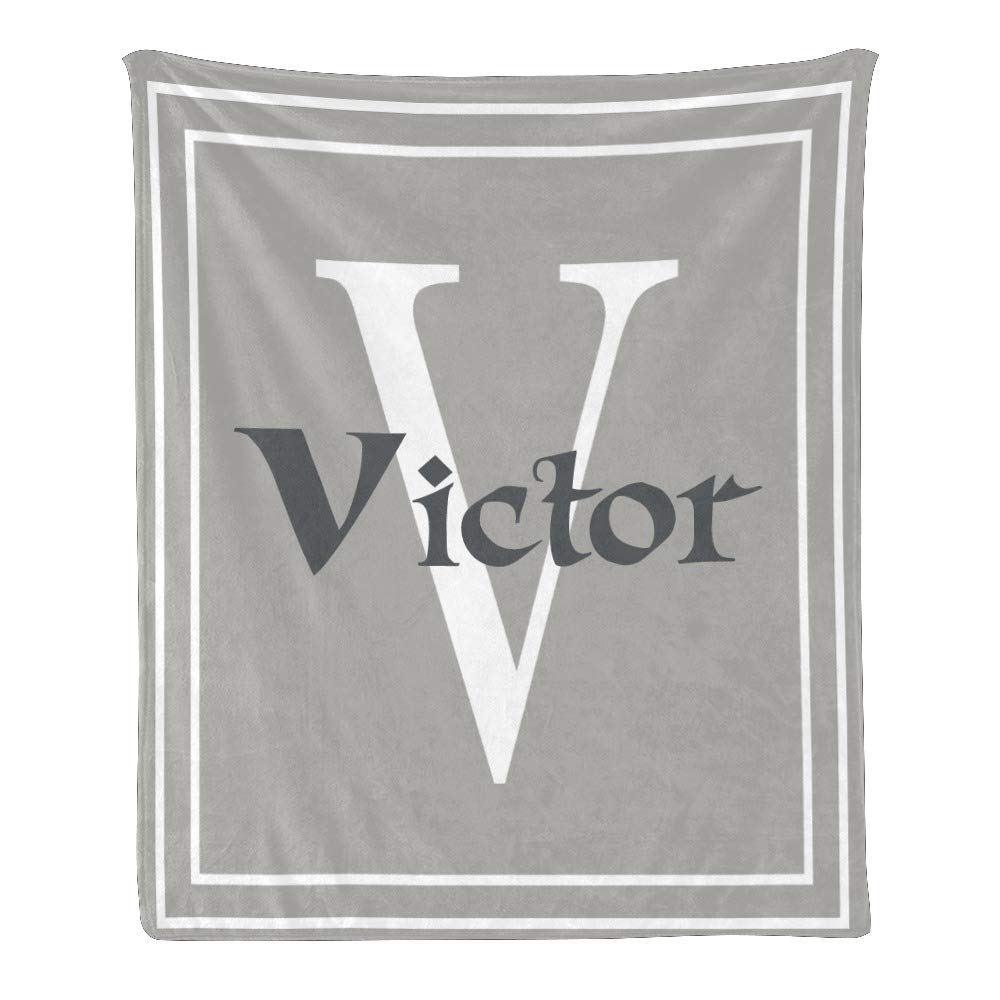 Custom Fleece Blanket with Name - Personalized V Letter Soft Throw Blanket for Gifts (50x60 Inches) | Cozy Home Decor, Wedding Present, Anniversary Gift