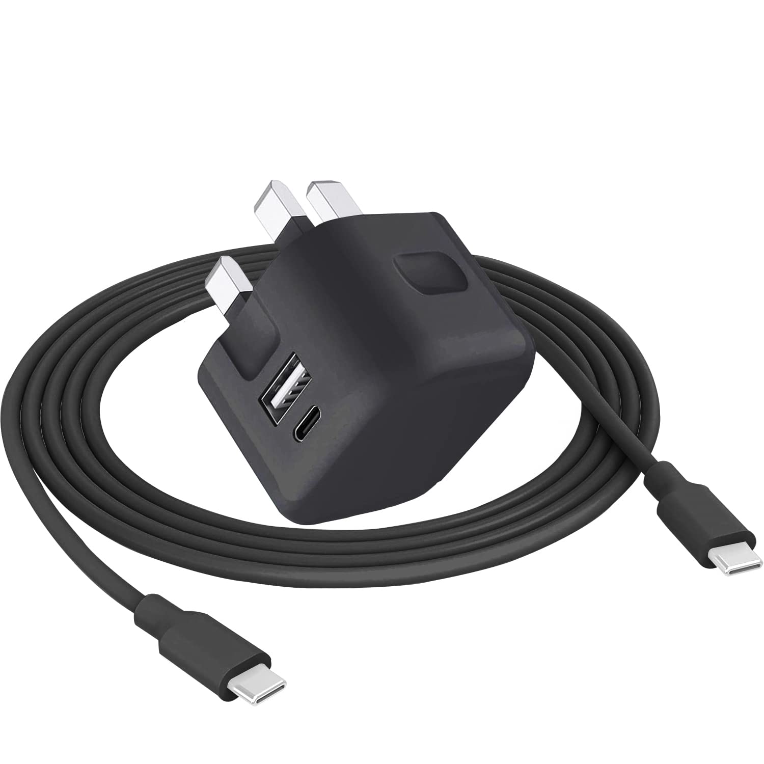 20W Fast Charger Plug & USB C Cable for Samsung Galaxy S25/S24 FE/A55/A35/A05s/A06/A14/A34/A54/Z Flip/Fold 6/5/4/S23 Ultra - Quick Charge Power Adapter with Type C to C Cable for Galaxy Phones (Black) - Perfect for Home, Office & Travel Charging