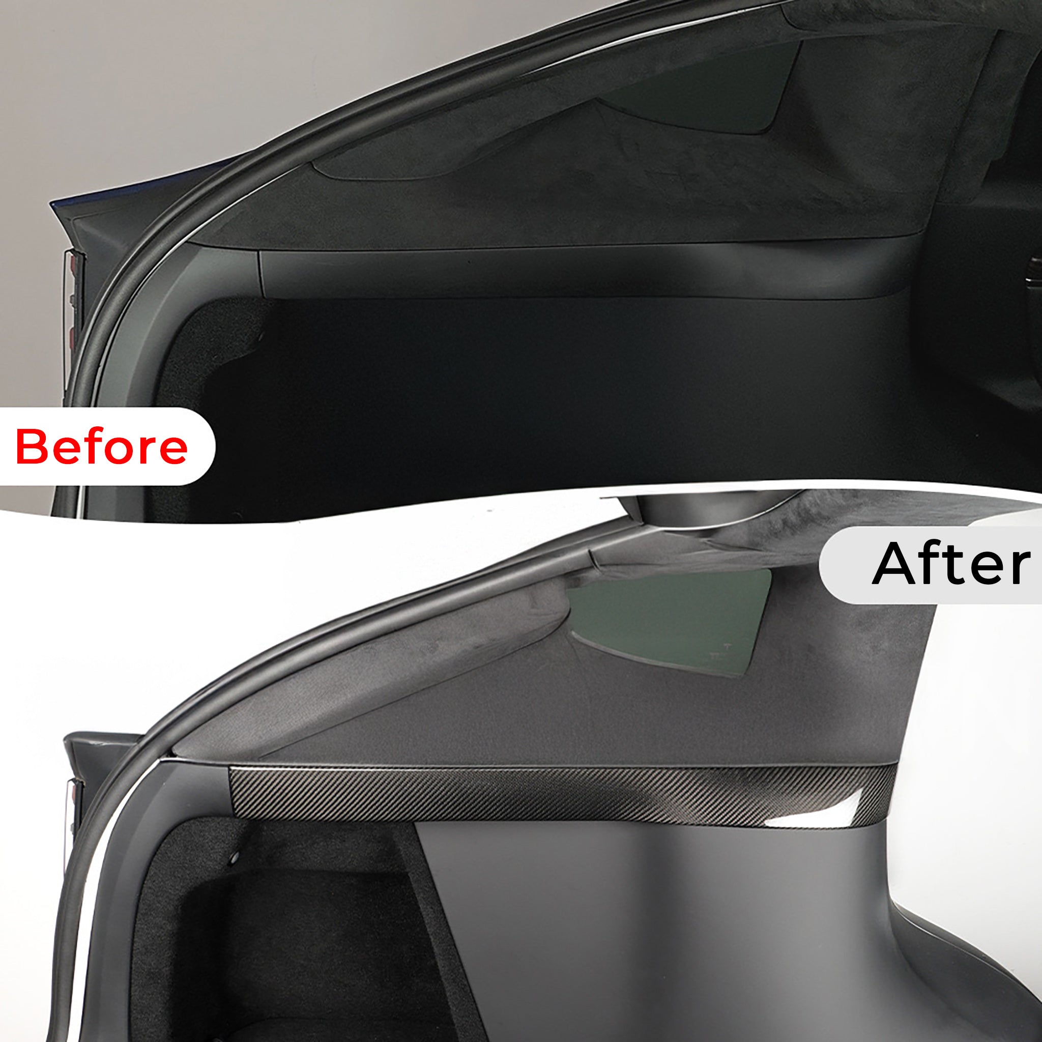 Premium Real Carbon Fiber Rear Trunk Side Trim Cover for Tesla Model X - Durable & Stylish Exterior Upgrade for Enhanced Protection & Luxury Look