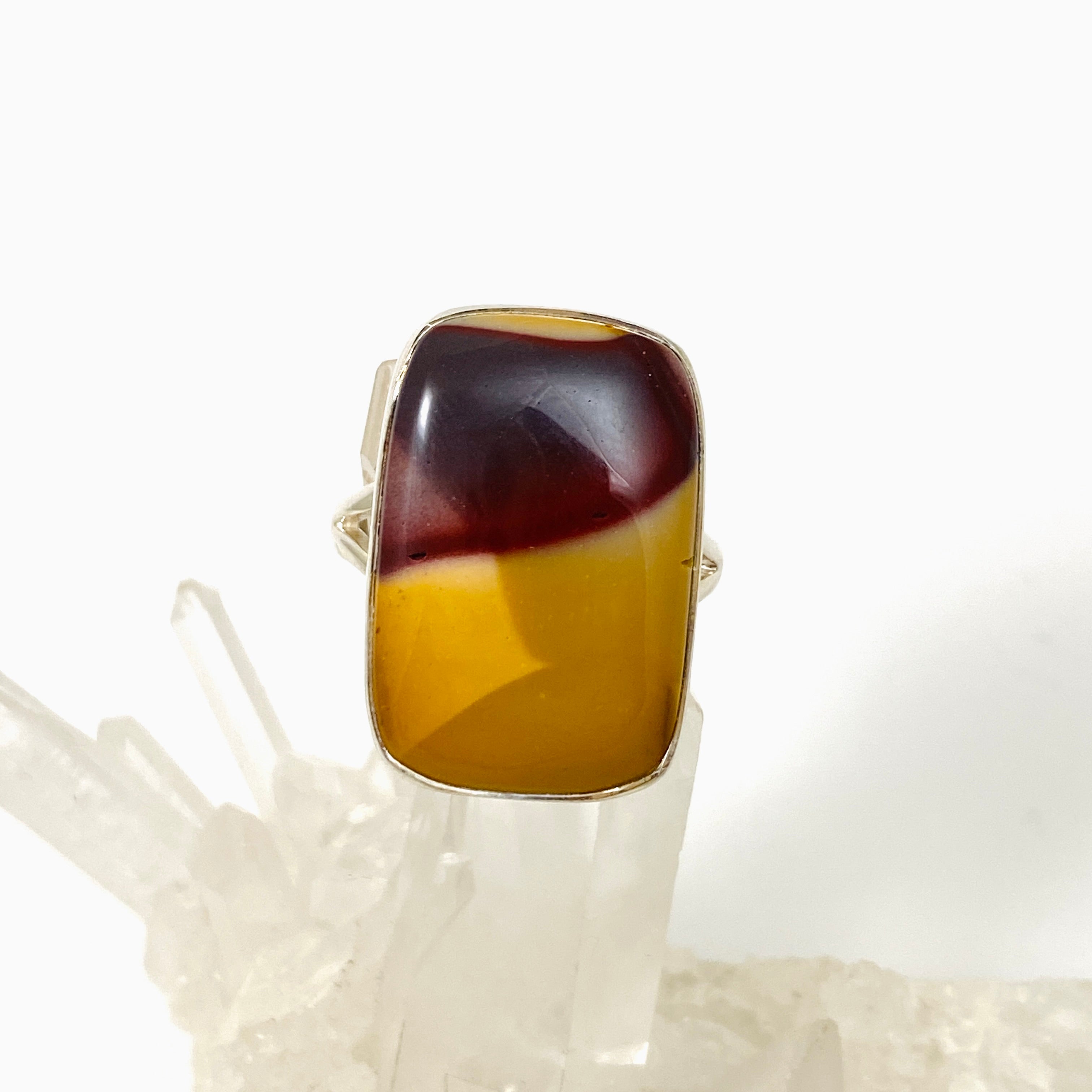 Natural Mookaite Rectangular Cabochon Ring - Size 9 - KRGJ3385 - Perfect for Boho Jewelry & Crystal Healing Collections