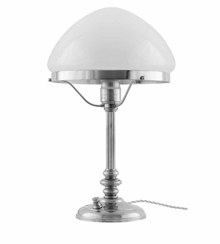Karlfeldt Nickel-Plated Table Lamp with Pointed White Shade - Perfect for Bedroom, Living Room & Office Lighting