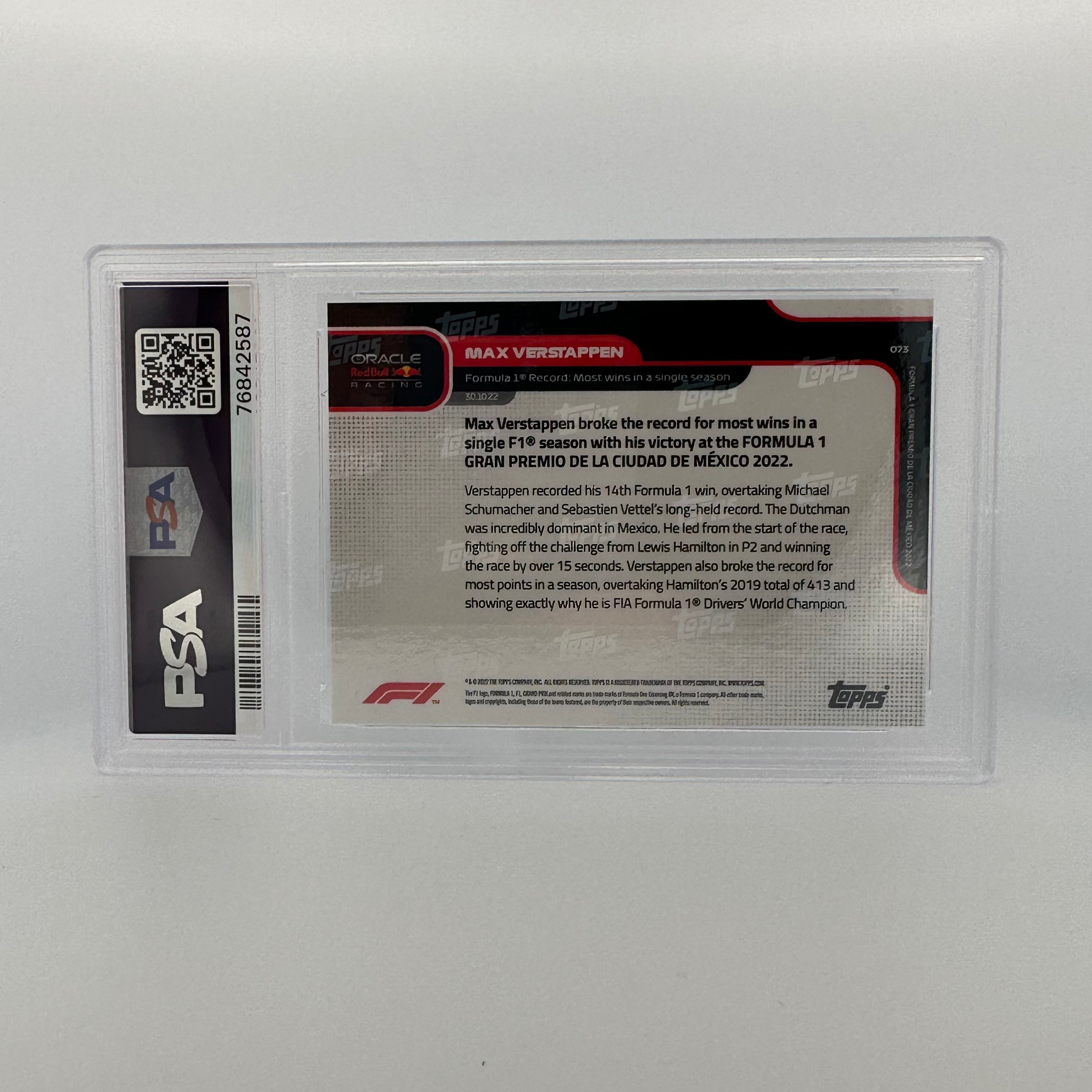 PSA 10 Graded 2008 Topps Chrome Max Verstappen #73 Blue Parallel - Perfect for F1 Collectors, Racing Fans & Sports Memorabilia Displays