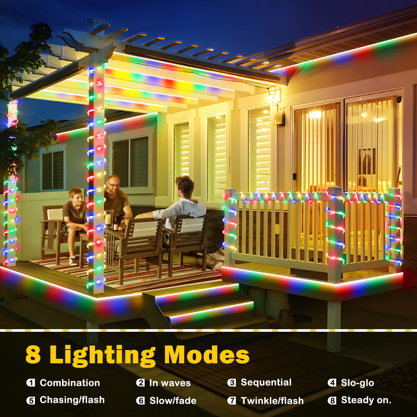 2 Pack LED Rope Lights Waterproof - 197FT 600 LED Flexible Tube Lights with 8 Modes & Remote Control - Outdoor String Lights for Garden, Patio, Bedroom, Party - Indoor/Outdoor Decoration Lighting