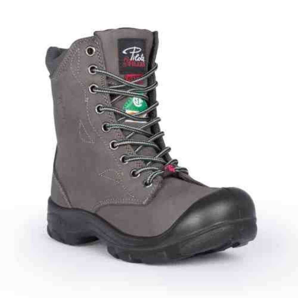 P&F S558 Women's 8 Steel Toe Work Boots with Side Zipper - Comfortable Safety Shoes for Construction, Warehouse & Outdoor Work (Khaki)