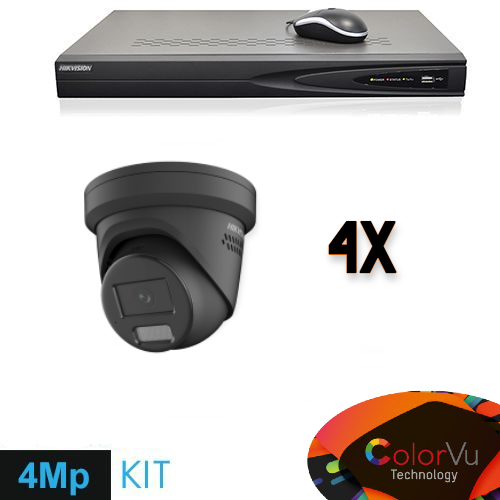 4MP ColorVu 4-Channel Security Camera System with Turret Cameras and Pre-Installed Cables - Ideal for Home & Business Surveillance