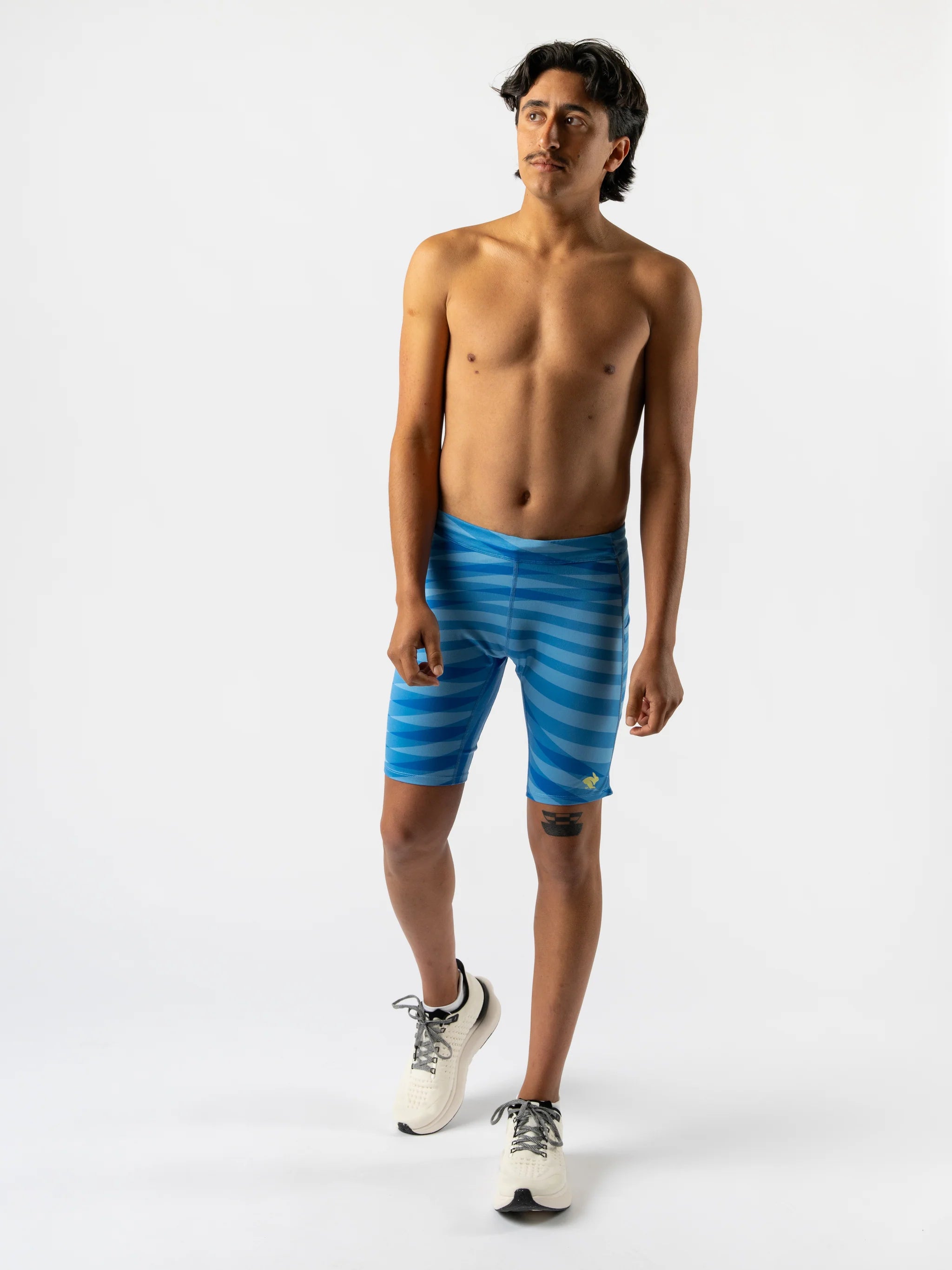 Men's Running Shorts - Lightweight Quick-Dry Athletic Shorts with Azure Blue Stripe for Jogging, Gym & Outdoor Workouts