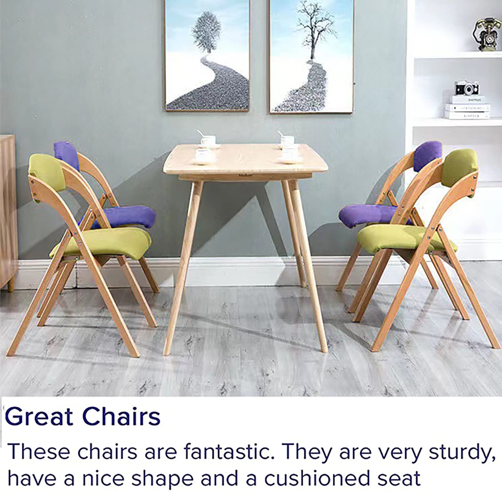 2-Pack White Wooden Folding Chairs with Backrest - Modern Portable Foldable Dining, Office & Conference Chairs for Home, Outdoor & Event Use