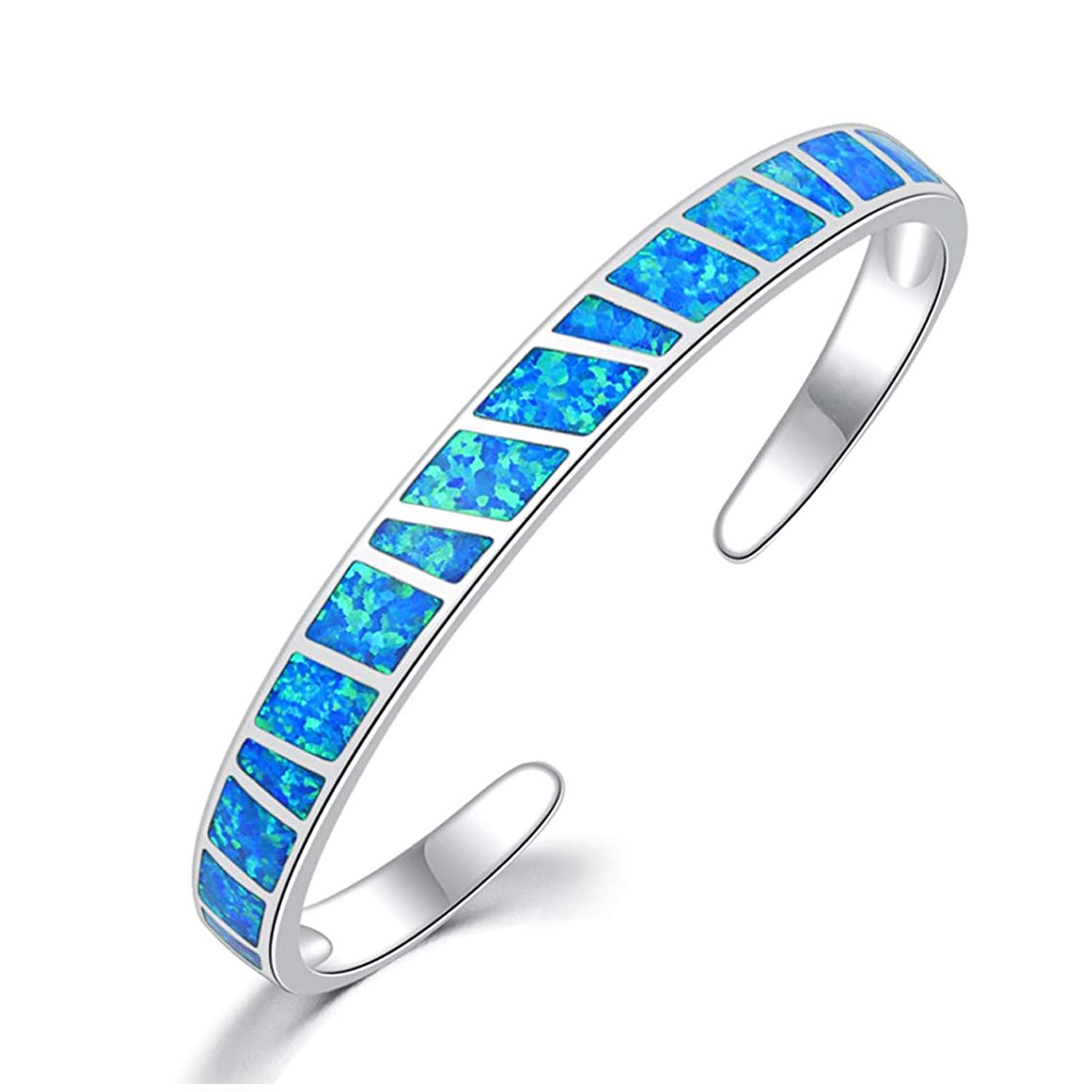 CiNily Women's Gold Plated Opal Cuff Bracelet - Hypoallergenic Gemstone Open Bangle for Ladies | Elegant Jewelry Gift for Birthday, Anniversary & Special Occasions