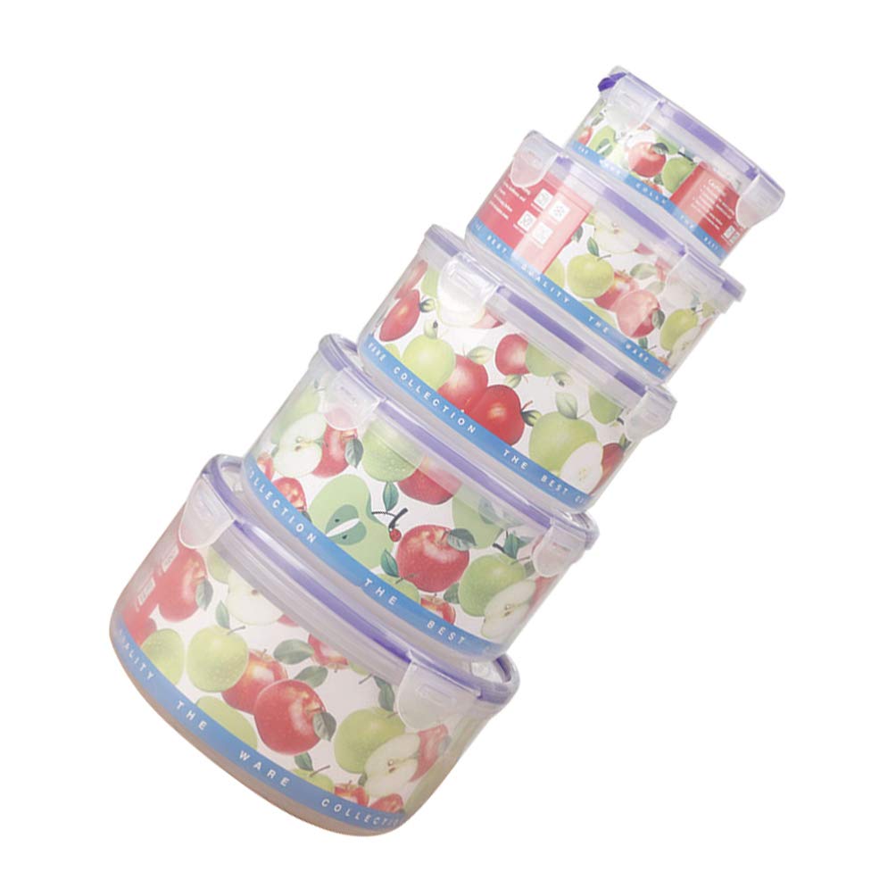 5-Piece Round Meal Prep Containers Set with Lids - Airtight Food Storage for Fridge - Perfect for Fruits, Vegetables & Meat - Ideal for Meal Prepping, Leftovers & Organized Kitchen Storage