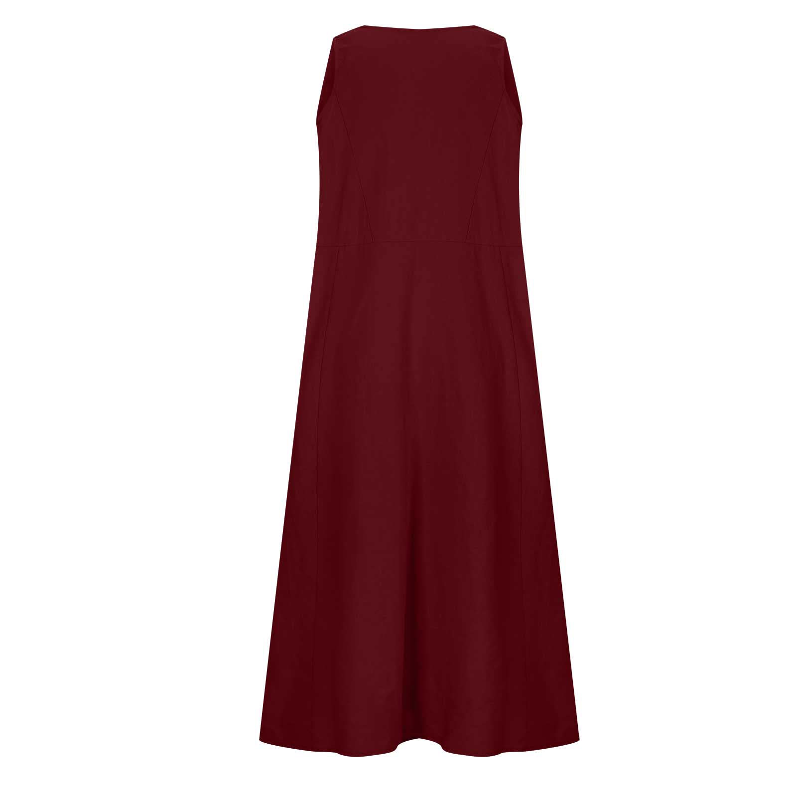 Trendy Women's Sleeveless Cotton Linen Sundress - Loose Flowy Summer Dress with Pockets | 2024 Casual Fashion | Perfect for Beach, Vacation & Everyday Wear