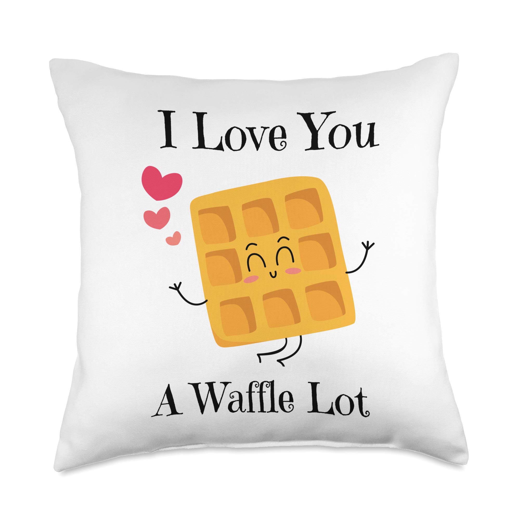 I Love You A Waffle Lot Funny Valentine's Day Throw Pillow - Cute Couples Gift for Anniversary, Wedding & Home Decor - Perfect for Sofa, Bed and Romantic Surprises