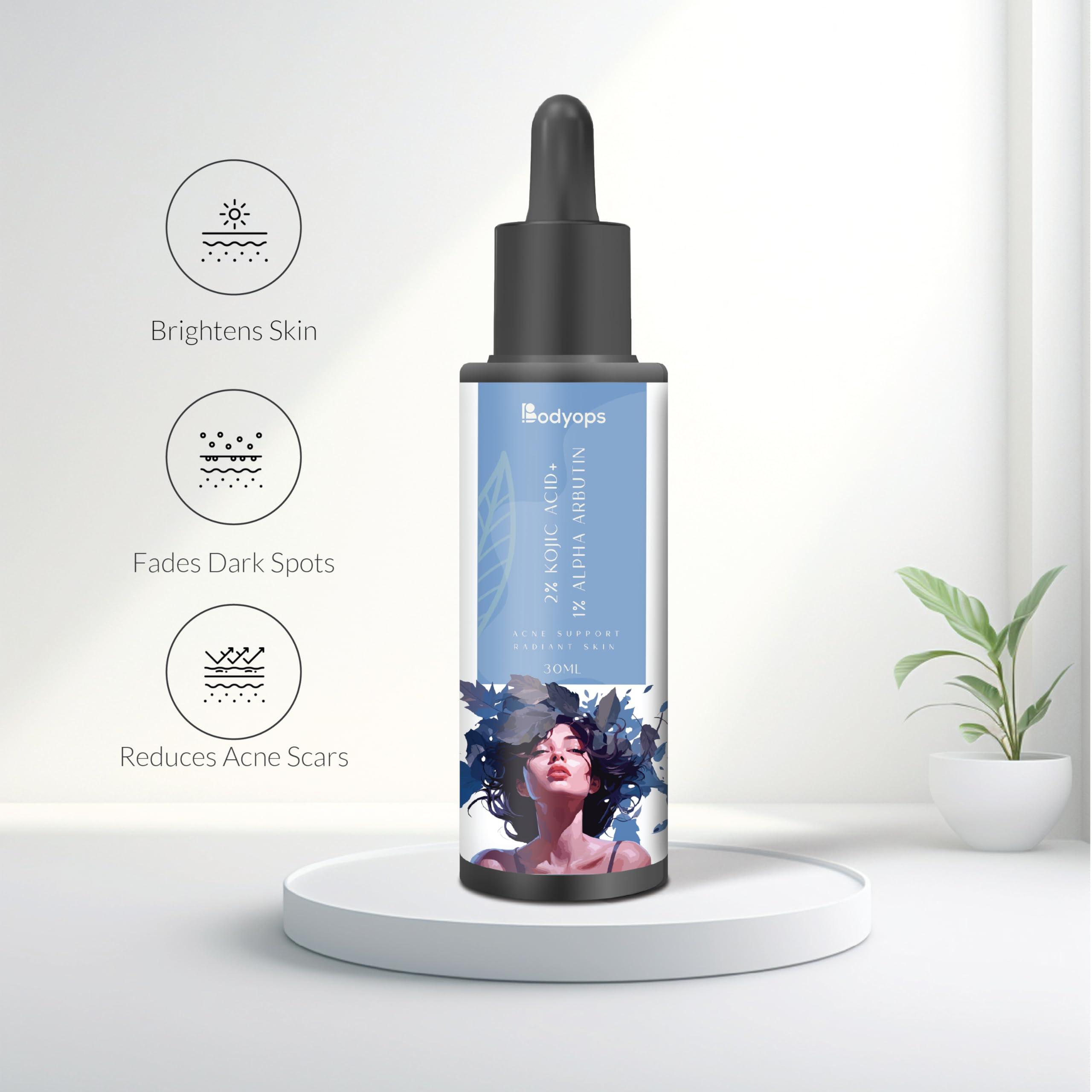 Bodyops 2% Kojic Acid & 1% Alpha Arbutin Brightening Serum | Dark Spot Corrector for Hyperpigmentation & Melasma | Skin Tone Evening Treatment for Men & Women | 30ml – Perfect for Daily Skincare Routine & Post-Acne Marks