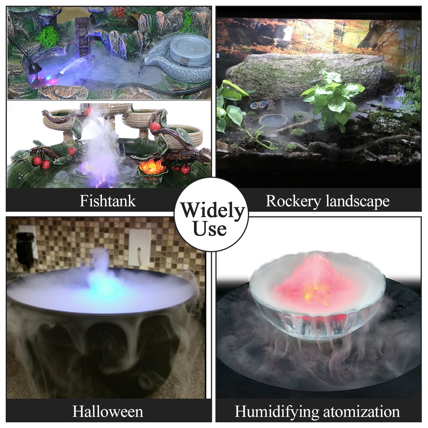 AGPTEK Aluminum Mist Maker Fog Machine - Water Fountain, Pond, Rockery, Fishtank, Vase, Birdbath Fogger - Creates Relaxing Atmosphere for Home Decor, Garden & Aquarium