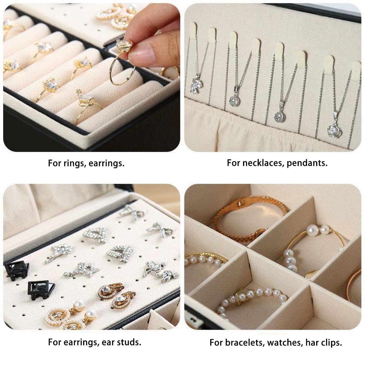 NuAngela Large 2-Layer Jewelry Box Organizer for Women & Girls - PU Leather Jewelry Storage Case with Removable Tray for Necklaces, Earrings, Rings, Bracelets - Perfect for Travel, Home Decor & Gift Giving (Pink)