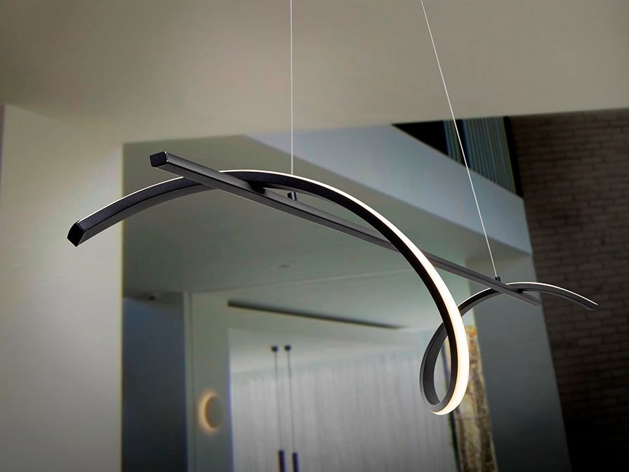 Boa LED Linear Pendant Light Fixture - Modern Matte Black Hanging Light for Kitchen Island, Dining Room & Office Lighting