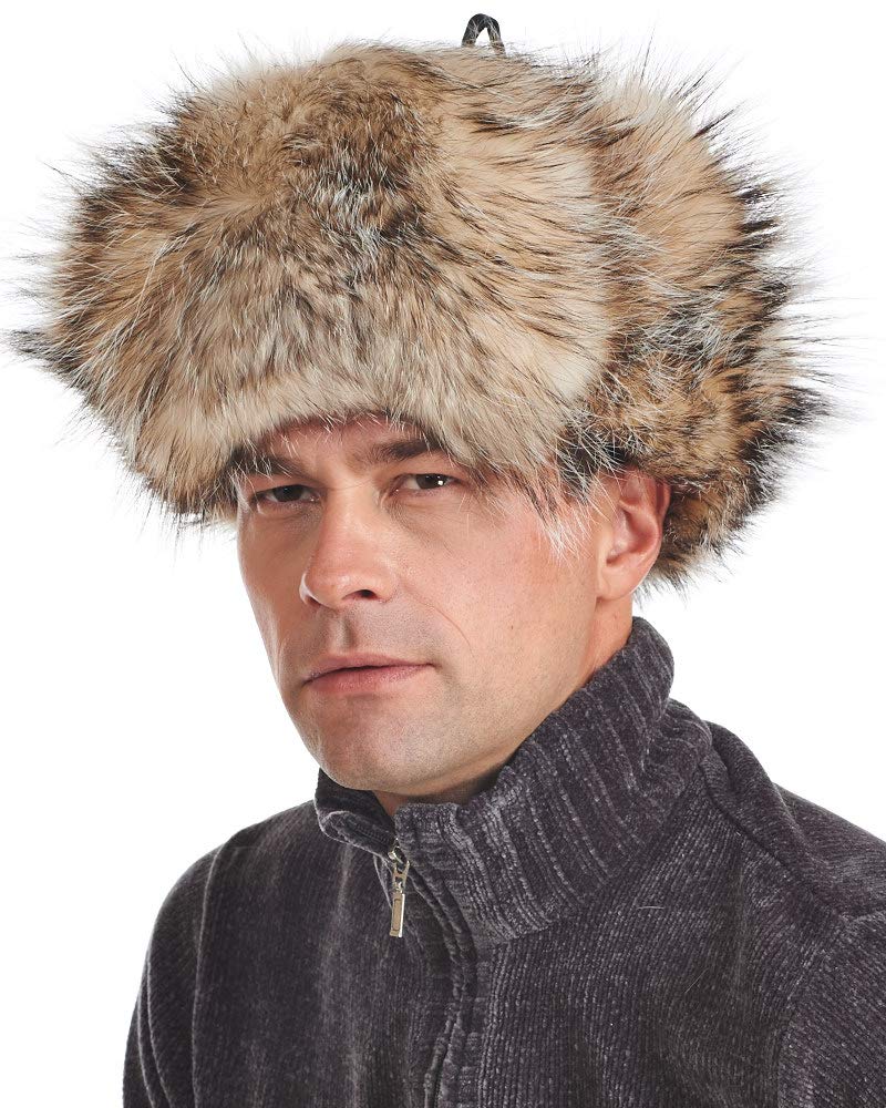 Premium Badger Fur Trapper Hat - Warm Winter Hunting & Outdoor Hat for Men - Cozy Fur-Lined Ear Flaps - Ideal for Cold Weather, Camping, and Snow Activities