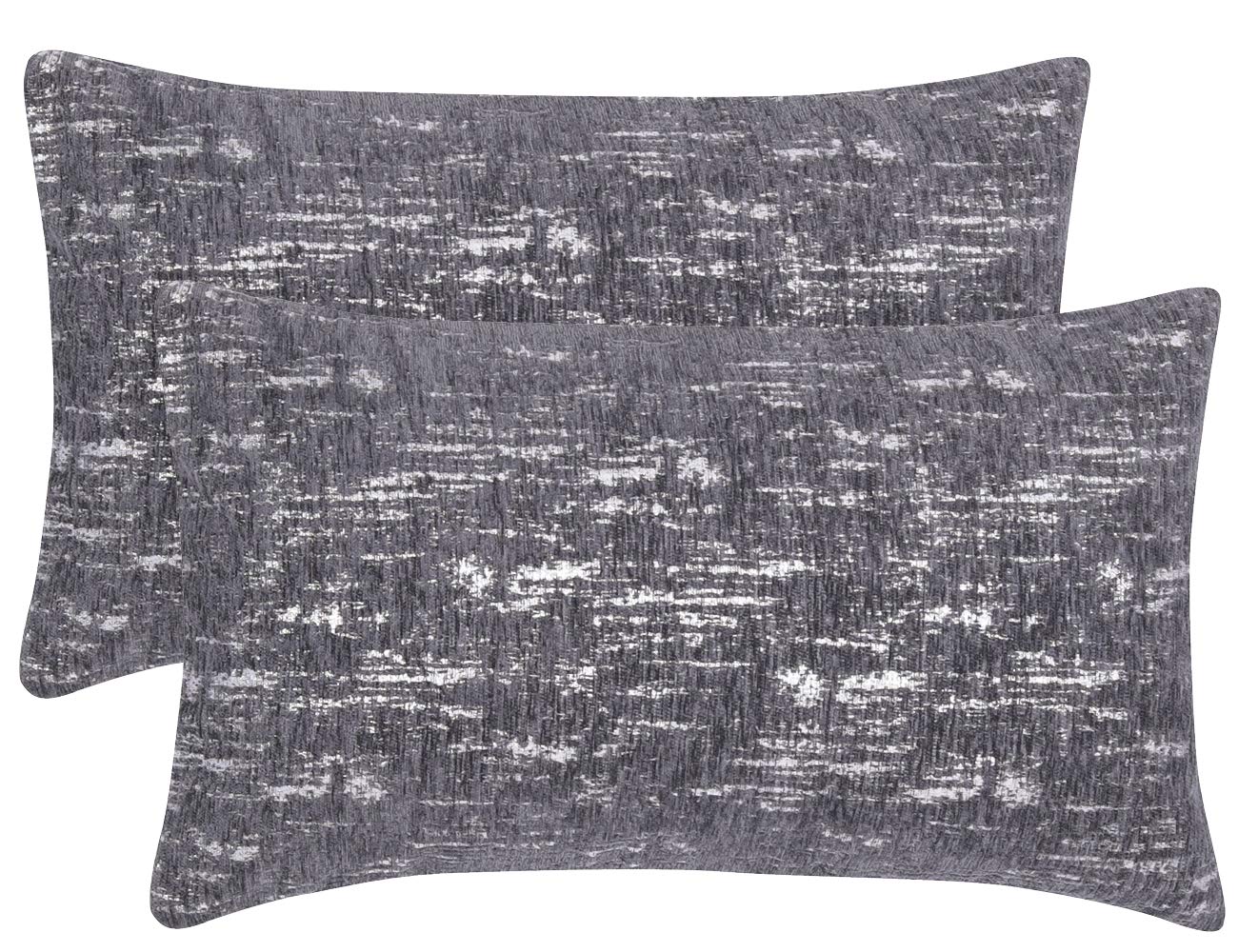 Premium 12x20 Inch Lumbar Pillow Covers Set of 2 - Soft Boho Farmhouse Decor with Hidden Zipper Closure for Sofa, Bed & Couch - Charcoal Grey - Perfect for Fall & Winter Home Decor, Living Room Accents and Cozy Seasonal Styling