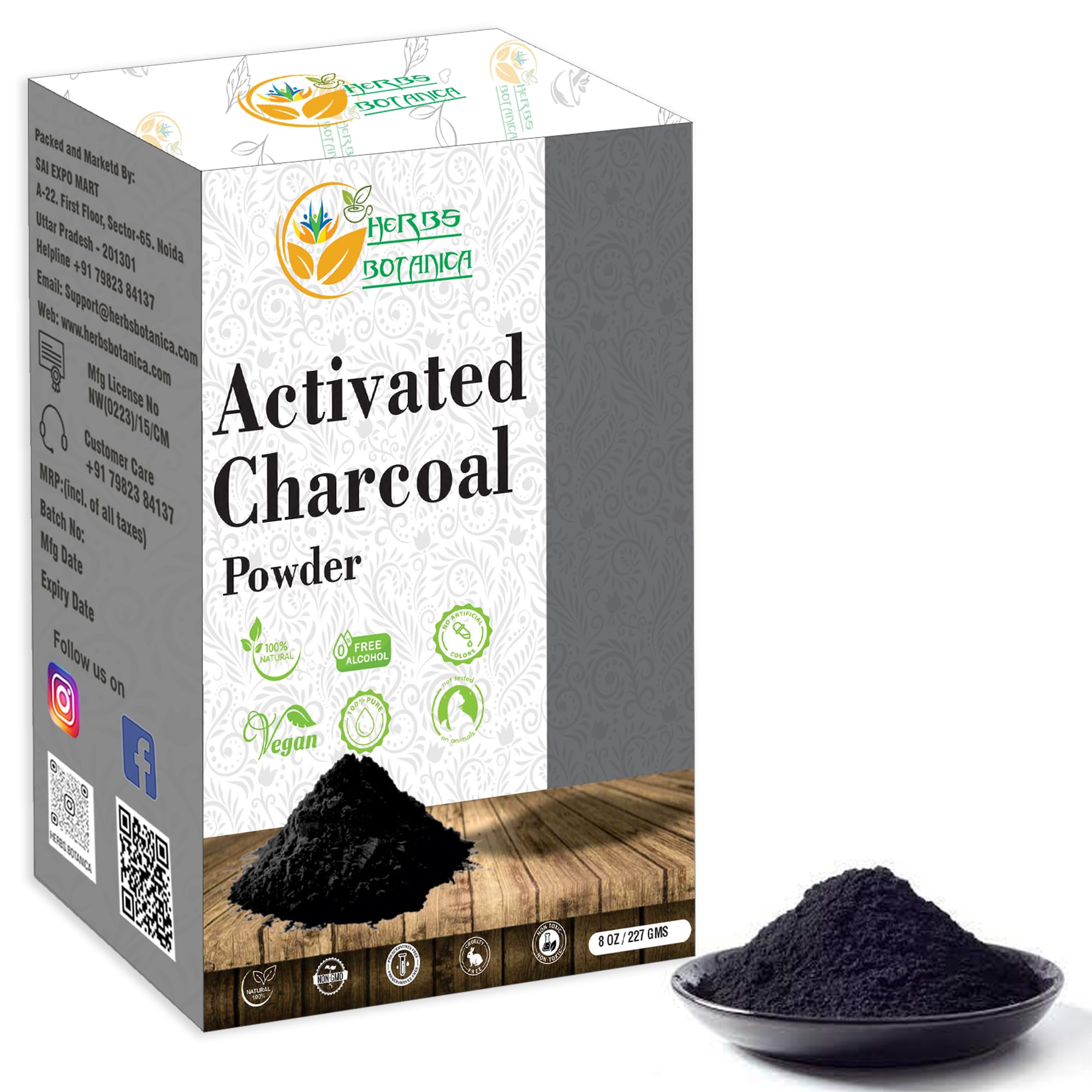 Organic Activated Charcoal Powder - Food Grade Natural Detoxifier for Digestive Health, Teeth Whitening & Skin Care | 8oz (227g) | Perfect for Detox Drinks, DIY Face Masks & First Aid Kit