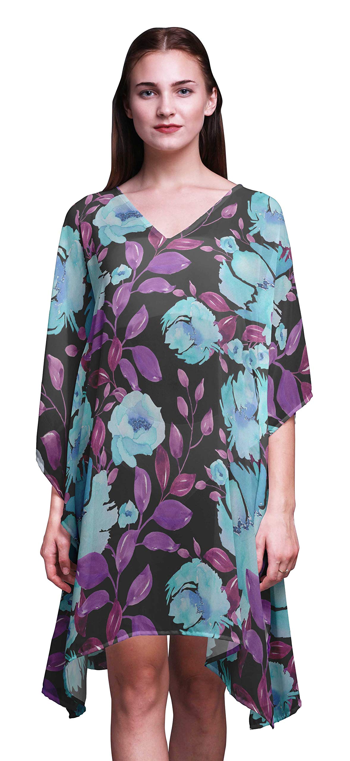 Bimba Women's Short Caftan Midi Dress - Beach Cover Up, Swimwear Wrap, Boho Summer Dress for Pool, Vacation & Resort Wear