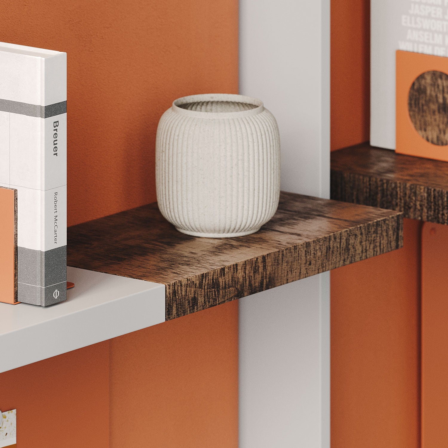 Aksel Nutmeg Rustic Floating Shelf - Handmade Wood Wall Shelf for Living Room, Kitchen, Bathroom - Perfect for Displaying Decor, Plants, and Books