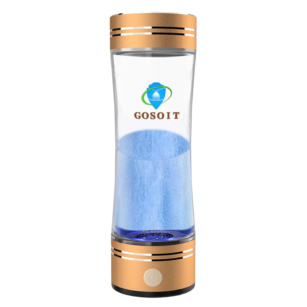 Premium GOSOIT Hydrogen Water Bottle with SPE PEM Technology - Portable Hydrogen Water Generator & Ionizer for Health & Wellness - Glass Pitcher for Home, Office, Gym & Travel