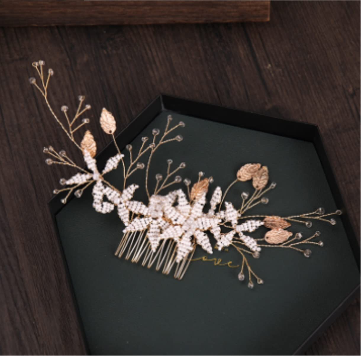 Elegant Gold Bridal Hair Comb with Flower - Wedding Headband for Bride, Bridesmaids & Special Occasions | Perfect for Weddings, Prom, Parties & Formal Events