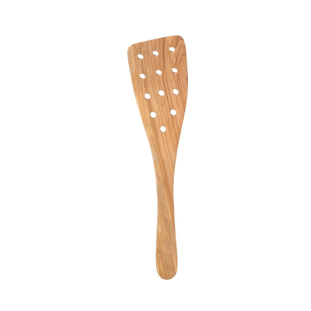 Premium Italian Olive Wood Pierced Spatula - 12 Inch Handcrafted Kitchen Utensil for Cooking, Baking & Serving | Eco-Friendly & Durable for Everyday Use
