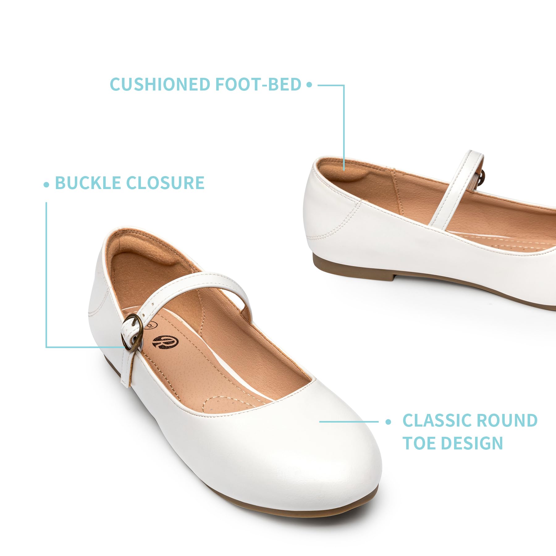 Rekayla Women's Mary Jane Flats - Comfortable Round Toe Slip-On Ballet Shoes for Work, Office & Dressy Occasions